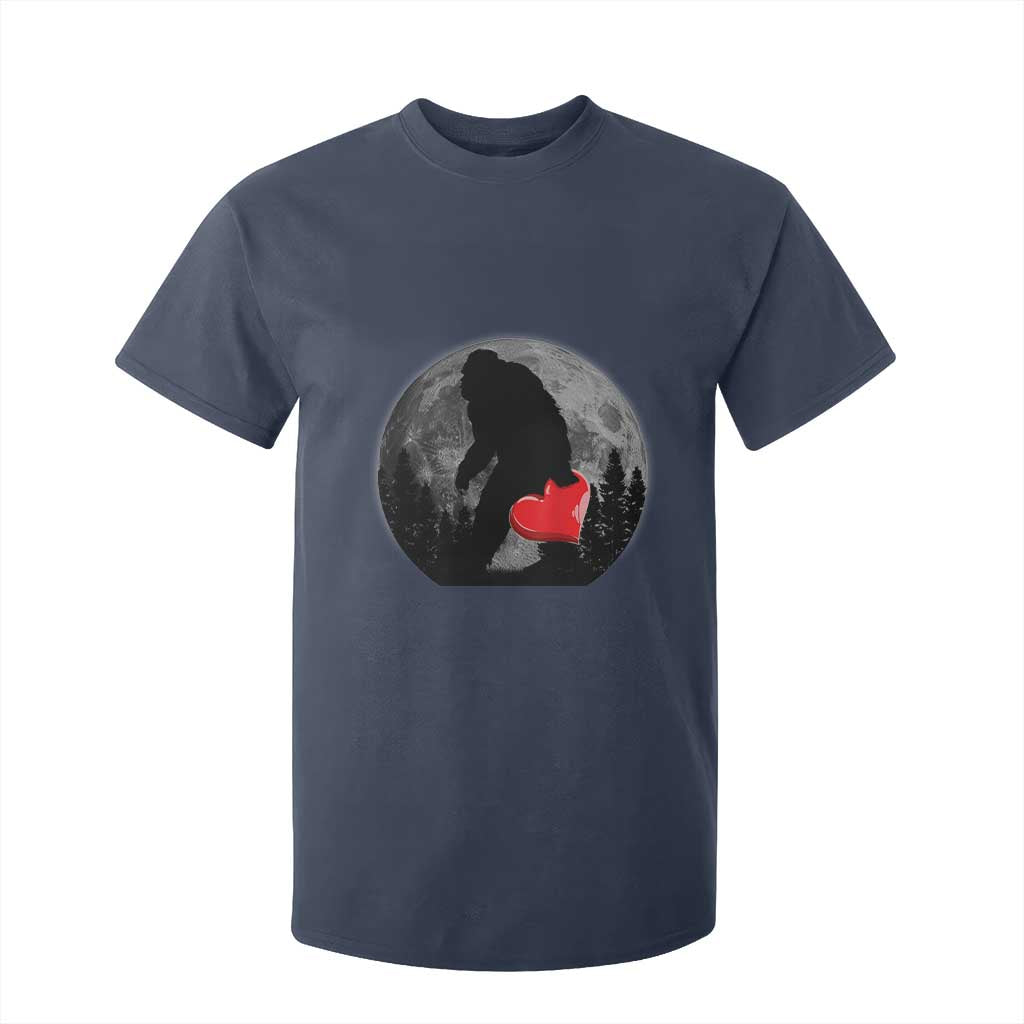 Bigfoot Heart Valentines Day T Shirt For Kid Funny Valentine Sasquatch Lovers TS10 Navy Print Your Wear