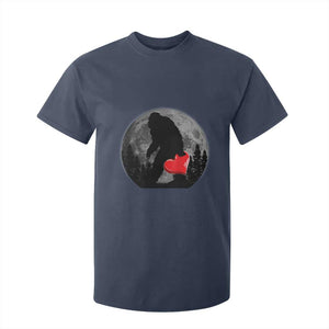 Bigfoot Heart Valentines Day T Shirt For Kid Funny Valentine Sasquatch Lovers TS10 Navy Print Your Wear