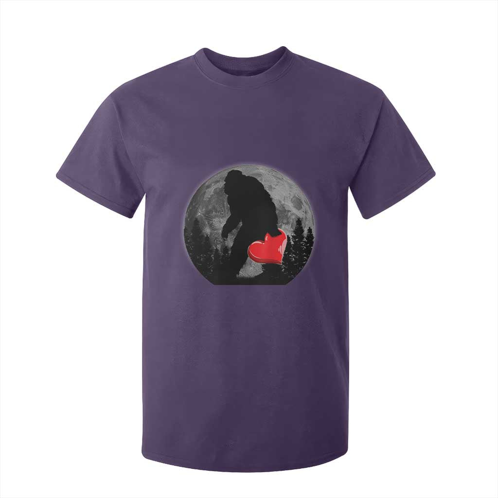 Bigfoot Heart Valentines Day T Shirt For Kid Funny Valentine Sasquatch Lovers TS10 Purple Print Your Wear