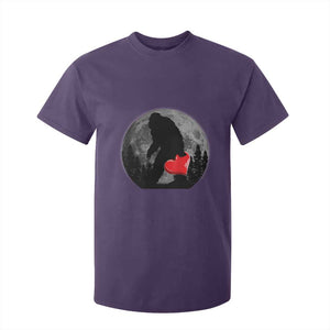 Bigfoot Heart Valentines Day T Shirt For Kid Funny Valentine Sasquatch Lovers TS10 Purple Print Your Wear