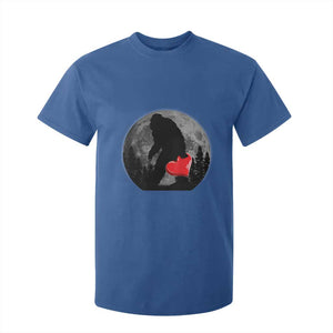 Bigfoot Heart Valentines Day T Shirt For Kid Funny Valentine Sasquatch Lovers TS10 Royal Blue Print Your Wear