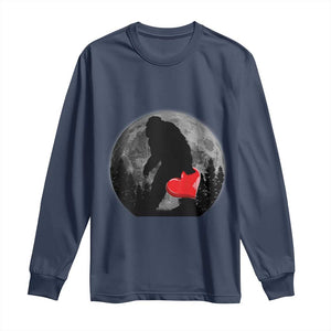 Bigfoot Heart Valentines Day Long Sleeve Shirt Funny Valentine Sasquatch Lovers TS10 Navy Print Your Wear