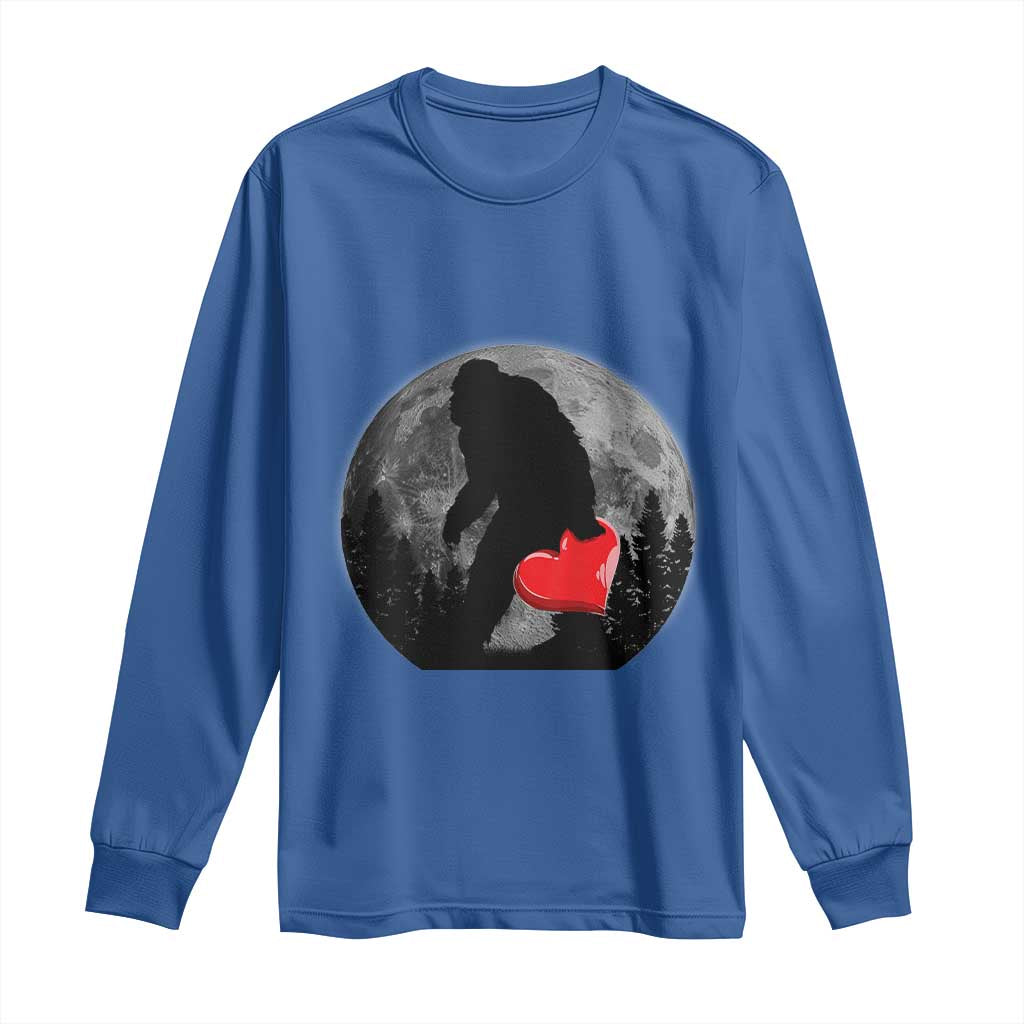 Bigfoot Heart Valentines Day Long Sleeve Shirt Funny Valentine Sasquatch Lovers TS10 Royal Blue Print Your Wear