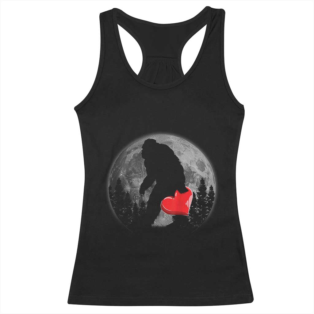 Bigfoot Heart Valentines Day Racerback Tank Top Funny Valentine Sasquatch Lovers TS10 Black Print Your Wear