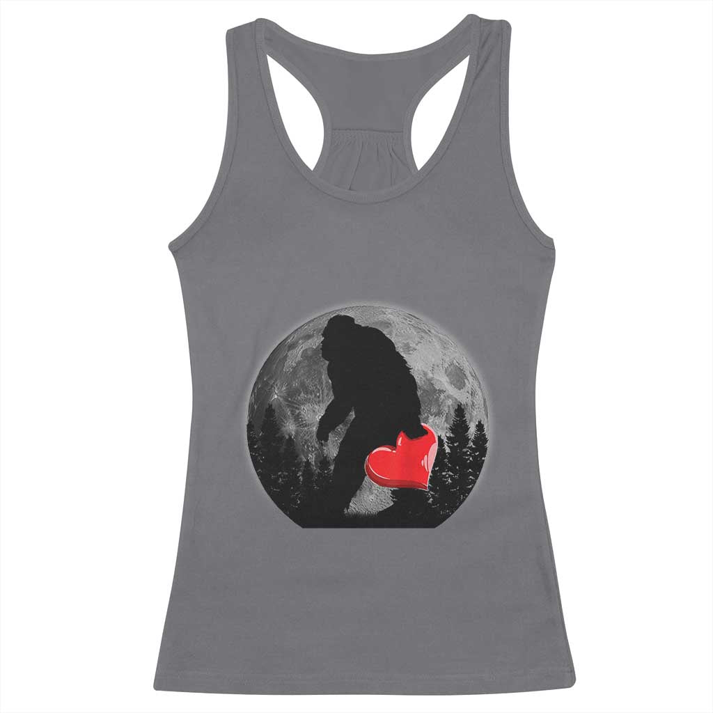 Bigfoot Heart Valentines Day Racerback Tank Top Funny Valentine Sasquatch Lovers TS10 Charcoal Print Your Wear