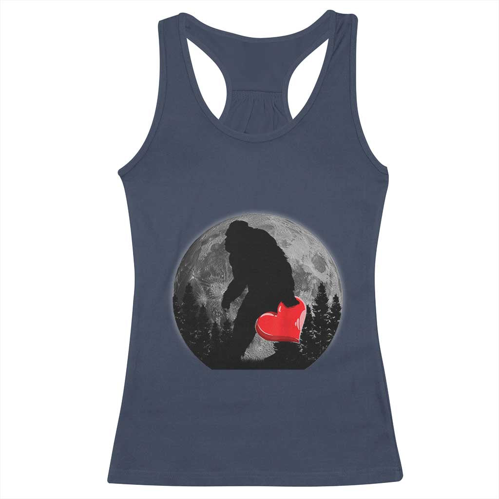 Bigfoot Heart Valentines Day Racerback Tank Top Funny Valentine Sasquatch Lovers TS10 Navy Print Your Wear