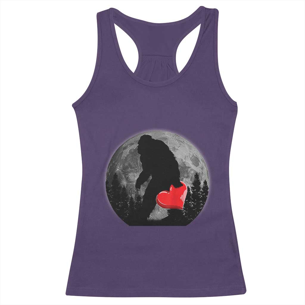 Bigfoot Heart Valentines Day Racerback Tank Top Funny Valentine Sasquatch Lovers TS10 Purple Print Your Wear