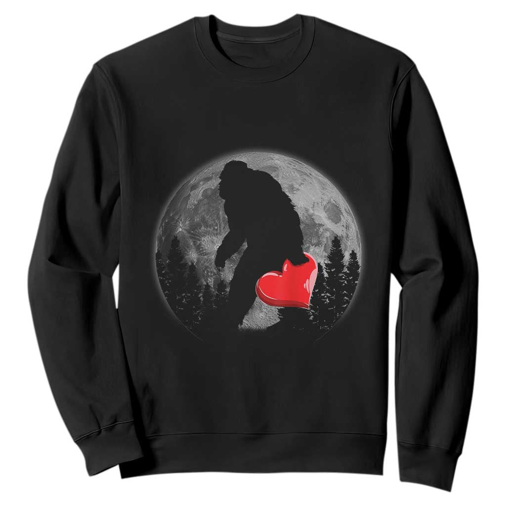 Bigfoot Heart Valentines Day Sweatshirt Funny Valentine Sasquatch Lovers TS10 Black Print Your Wear