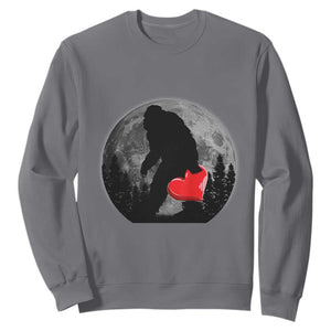 Bigfoot Heart Valentines Day Sweatshirt Funny Valentine Sasquatch Lovers TS10 Charcoal Print Your Wear