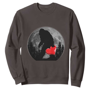 Bigfoot Heart Valentines Day Sweatshirt Funny Valentine Sasquatch Lovers TS10 Dark Chocolate Print Your Wear