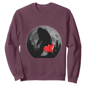 Bigfoot Heart Valentines Day Sweatshirt Funny Valentine Sasquatch Lovers TS10 Maroon Print Your Wear