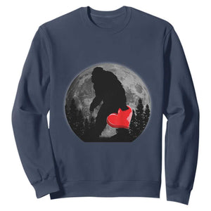 Bigfoot Heart Valentines Day Sweatshirt Funny Valentine Sasquatch Lovers TS10 Navy Print Your Wear