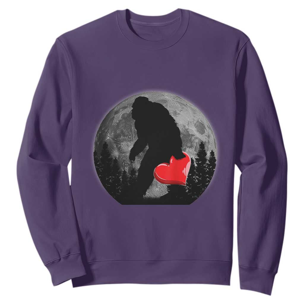 Bigfoot Heart Valentines Day Sweatshirt Funny Valentine Sasquatch Lovers TS10 Purple Print Your Wear