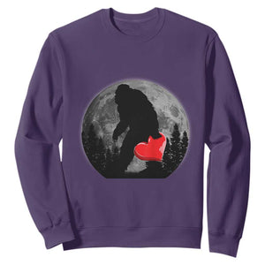 Bigfoot Heart Valentines Day Sweatshirt Funny Valentine Sasquatch Lovers TS10 Purple Print Your Wear