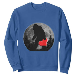Bigfoot Heart Valentines Day Sweatshirt Funny Valentine Sasquatch Lovers TS10 Royal Blue Print Your Wear