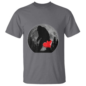 Bigfoot Heart Valentines Day T Shirt Funny Valentine Sasquatch Lovers TS10 Charcoal Print Your Wear