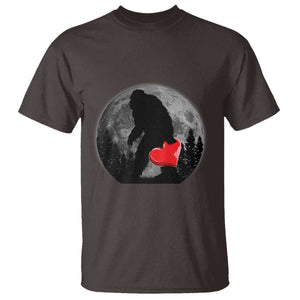 Bigfoot Heart Valentines Day T Shirt Funny Valentine Sasquatch Lovers TS10 Dark Chocolate Print Your Wear