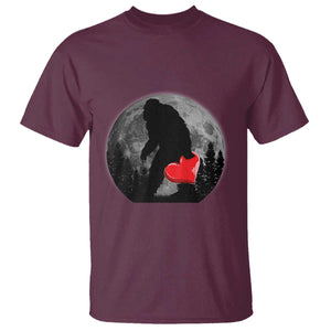 Bigfoot Heart Valentines Day T Shirt Funny Valentine Sasquatch Lovers TS10 Maroon Print Your Wear