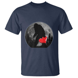 Bigfoot Heart Valentines Day T Shirt Funny Valentine Sasquatch Lovers TS10 Navy Print Your Wear