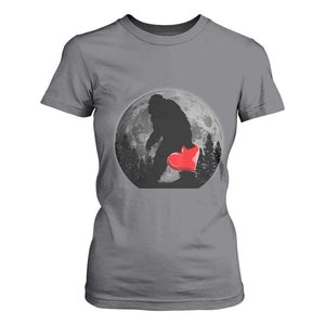 Bigfoot Heart Valentines Day T Shirt For Women Funny Valentine Sasquatch Lovers TS10 Charcoal Print Your Wear