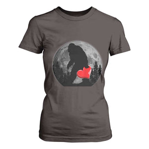 Bigfoot Heart Valentines Day T Shirt For Women Funny Valentine Sasquatch Lovers TS10 Dark Chocolate Print Your Wear