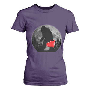 Bigfoot Heart Valentines Day T Shirt For Women Funny Valentine Sasquatch Lovers TS10 Purple Print Your Wear