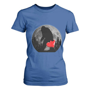 Bigfoot Heart Valentines Day T Shirt For Women Funny Valentine Sasquatch Lovers TS10 Royal Blue Print Your Wear