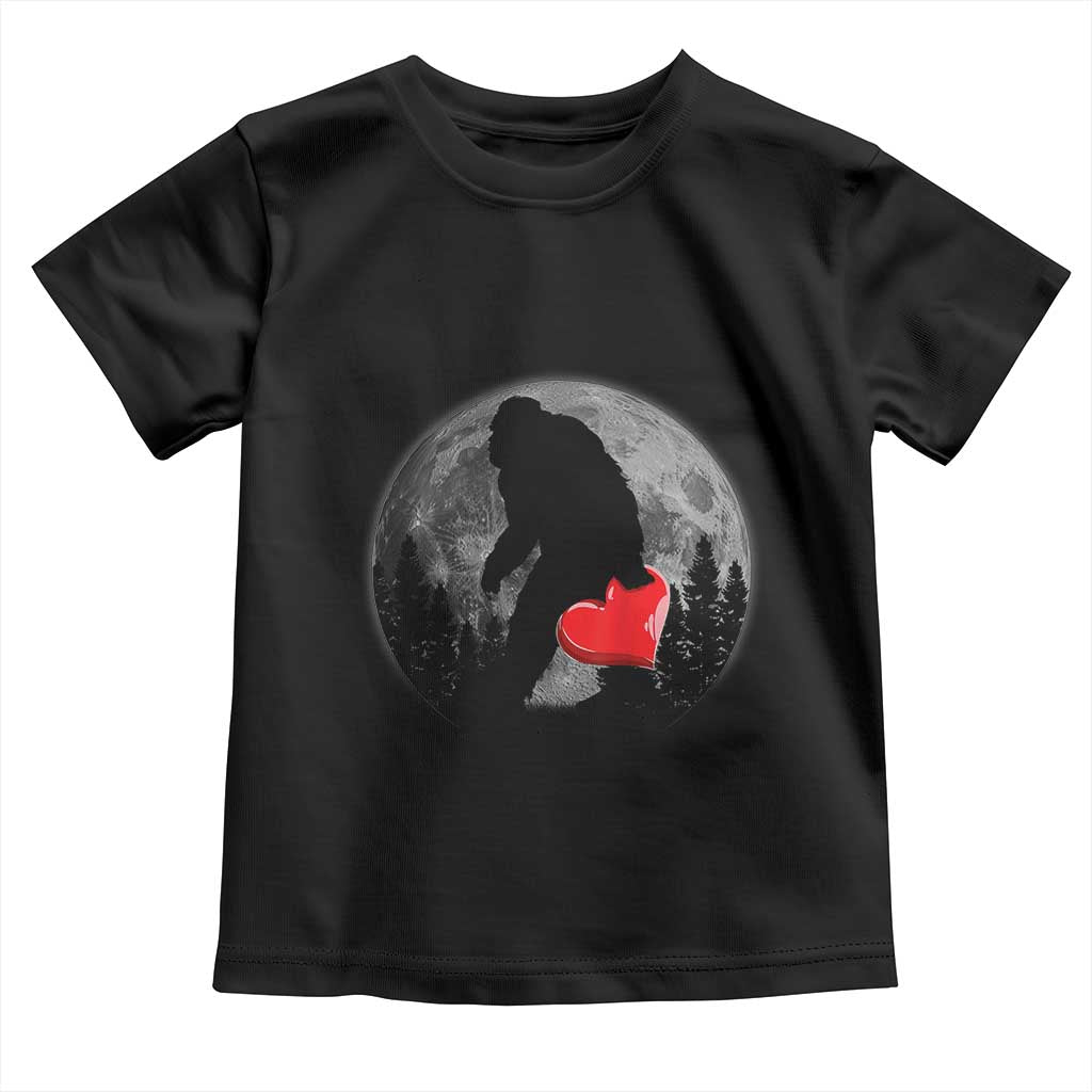 Bigfoot Heart Valentines Day Toddler T Shirt Funny Valentine Sasquatch Lovers TS10 Black Print Your Wear