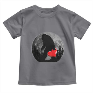 Bigfoot Heart Valentines Day Toddler T Shirt Funny Valentine Sasquatch Lovers TS10 Charcoal Print Your Wear