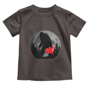 Bigfoot Heart Valentines Day Toddler T Shirt Funny Valentine Sasquatch Lovers TS10 Dark Chocolate Print Your Wear