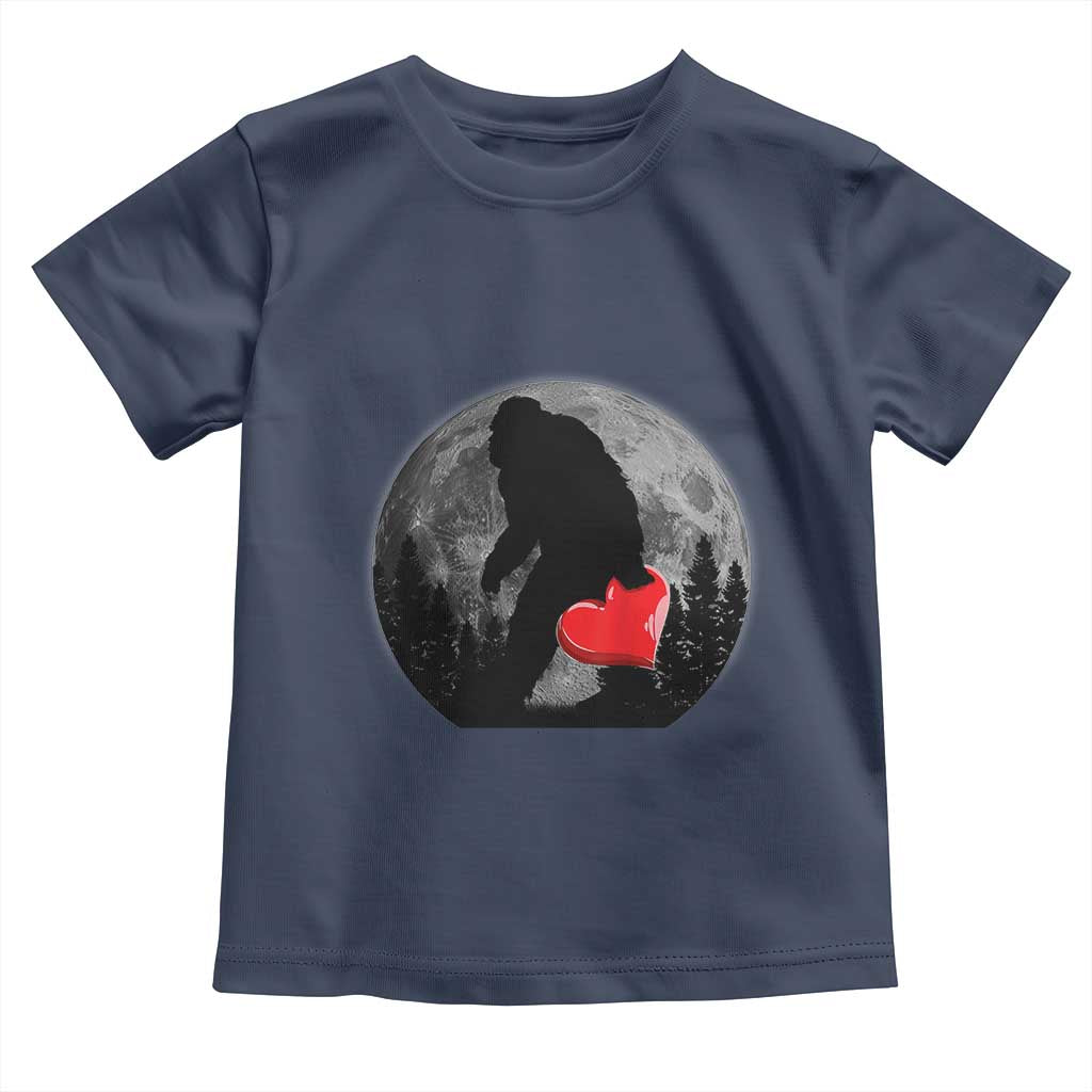 Bigfoot Heart Valentines Day Toddler T Shirt Funny Valentine Sasquatch Lovers TS10 Navy Print Your Wear