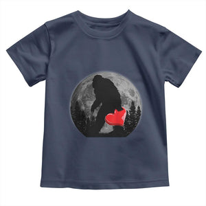 Bigfoot Heart Valentines Day Toddler T Shirt Funny Valentine Sasquatch Lovers TS10 Navy Print Your Wear