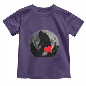 Bigfoot Heart Valentines Day Toddler T Shirt Funny Valentine Sasquatch Lovers TS10 Purple Print Your Wear