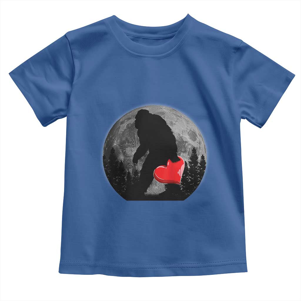 Bigfoot Heart Valentines Day Toddler T Shirt Funny Valentine Sasquatch Lovers TS10 Royal Blue Print Your Wear