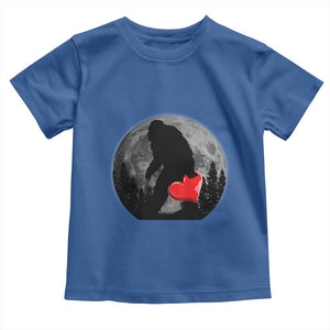 Bigfoot Heart Valentines Day Toddler T Shirt Funny Valentine Sasquatch Lovers TS10 Royal Blue Print Your Wear