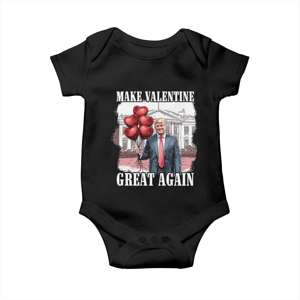 Happy Trump Valentines Day Baby Onesie Daddys Home White House 2025 Make Valentine Great Again TS10 Black Print Your Wear
