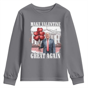 Happy Trump Valentines Day Youth Sweatshirt Daddys Home White House 2025 Make Valentine Great Again TS10 Charcoal Print Your Wear