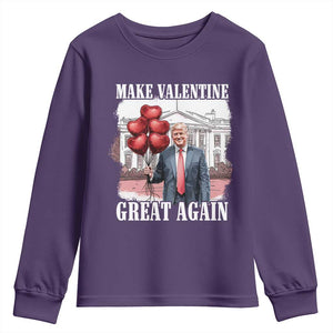 Happy Trump Valentines Day Youth Sweatshirt Daddys Home White House 2025 Make Valentine Great Again TS10 Purple Print Your Wear