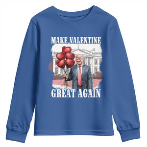 Happy Trump Valentines Day Youth Sweatshirt Daddys Home White House 2025 Make Valentine Great Again TS10 Royal Blue Print Your Wear