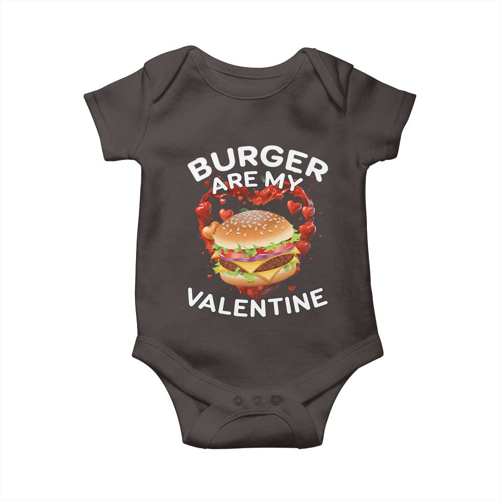 Burger Is My Valentine Funny Valentines Day Baby Onesie TS10 Dark Chocolate Print Your Wear
