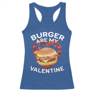 Burger Is My Valentine Funny Valentines Day Racerback Tank Top TS10 Royal Blue Print Your Wear