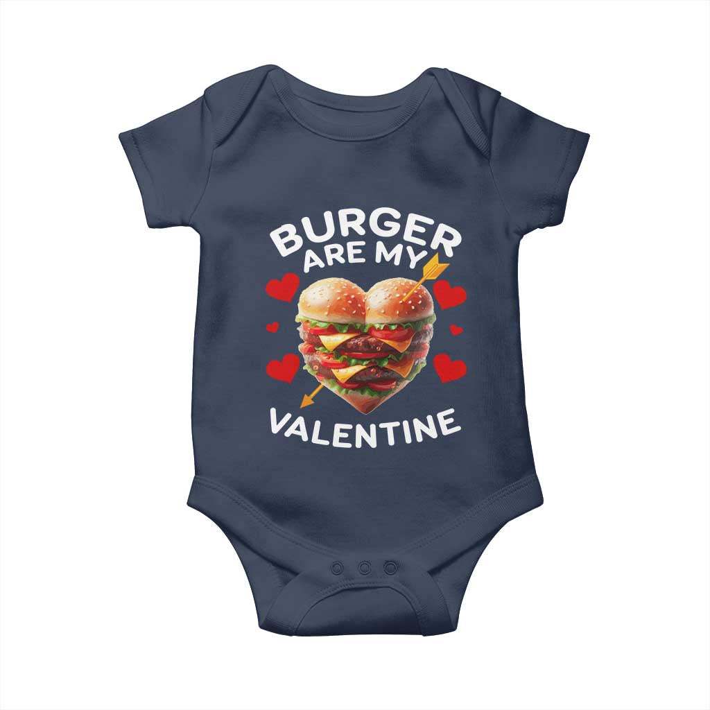 Funny Burger Is My Valentine Valentines Day Heart Baby Onesie TS10 Navy Print Your Wear