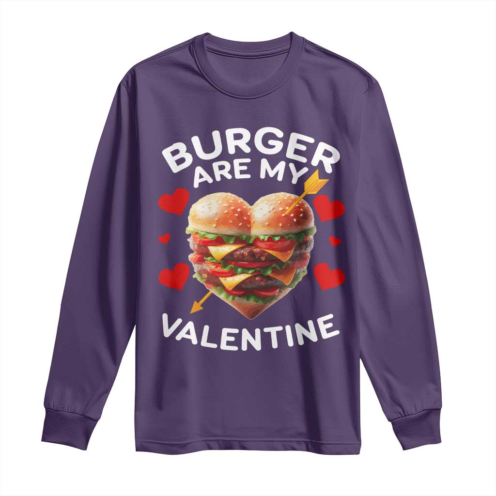 Funny Burger Is My Valentine Valentines Day Heart Long Sleeve Shirt TS10 Purple Print Your Wear