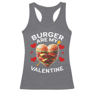Funny Burger Is My Valentine Valentines Day Heart Racerback Tank Top TS10 Charcoal Print Your Wear