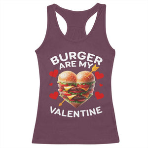 Funny Burger Is My Valentine Valentines Day Heart Racerback Tank Top TS10 Maroon Print Your Wear