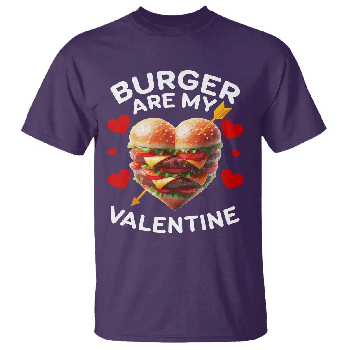 Funny Burger Is My Valentine Valentines Day Heart T Shirt TS10 Purple Print Your Wear