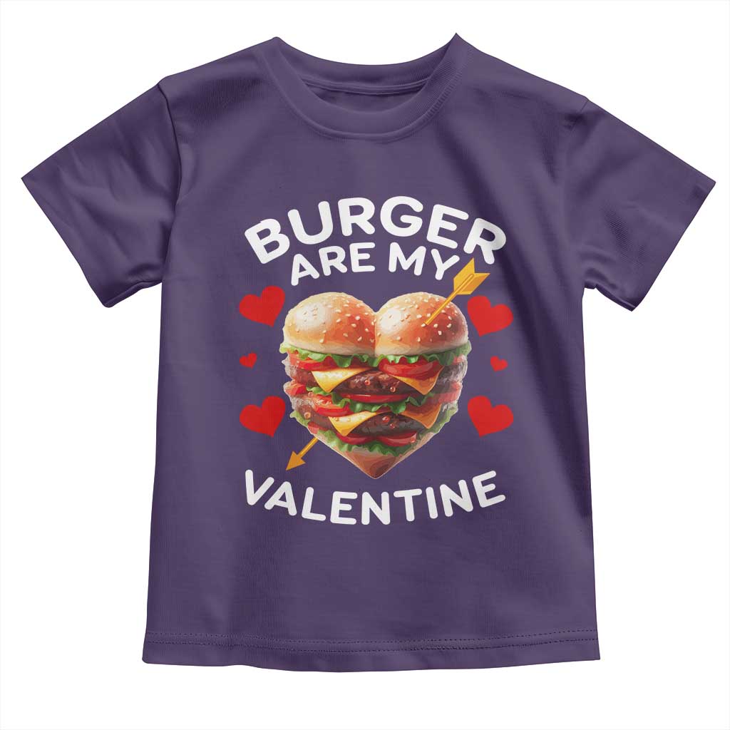 Funny Burger Is My Valentine Valentines Day Heart Toddler T Shirt TS10 Purple Print Your Wear