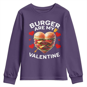 Funny Burger Is My Valentine Valentines Day Heart Youth Sweatshirt TS10 Purple Print Your Wear