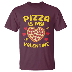 Pizza Is My Valentine Valentines Day Heart Pepperoni Lover T Shirt TS10 Maroon Print Your Wear