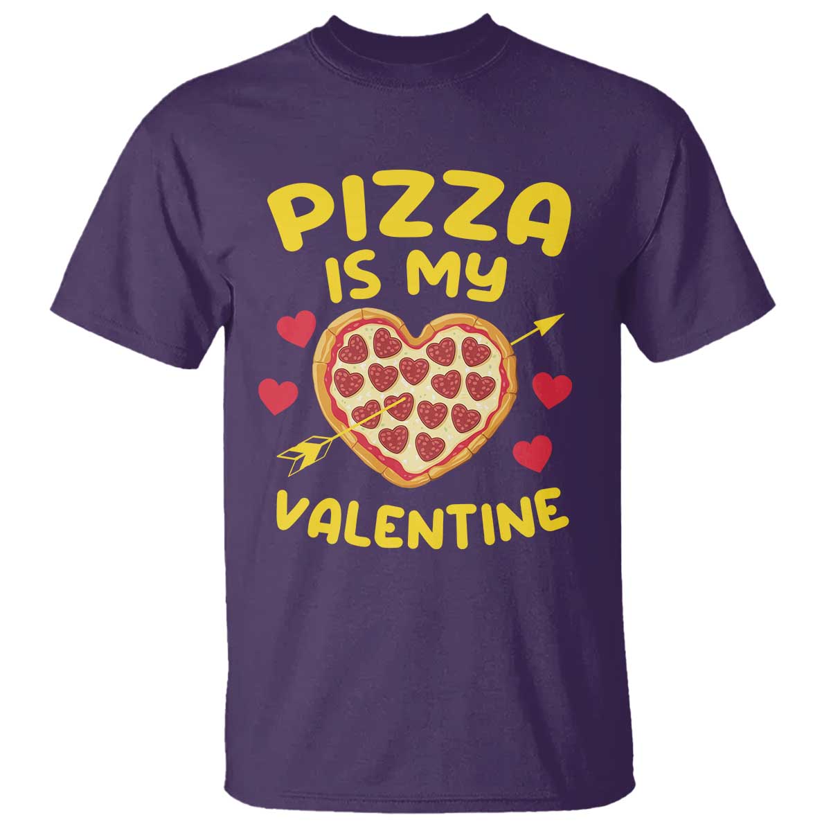 Pizza Is My Valentine Valentines Day Heart Pepperoni Lover T Shirt TS10 Purple Print Your Wear